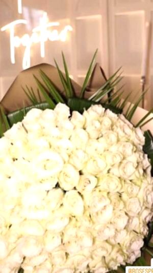 Beyaz Gül, Yaprak Detaylı Kız İsteme Buketi