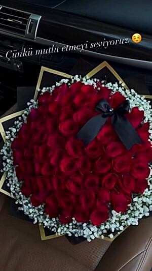 Kırmızı Gül, Cipso ve Fiyonk Detaylı Kız İsteme Söz Buketi